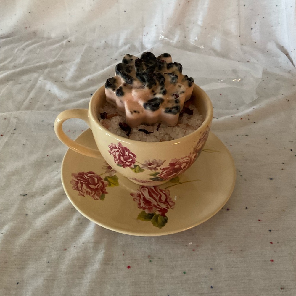 Cup and Saucer Bath Softener and Soap